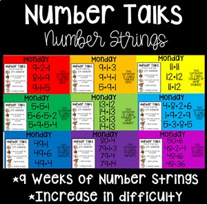 45 Day Number Talk Strings Addition to 100 Making Ten, Doubles, Friendly Number