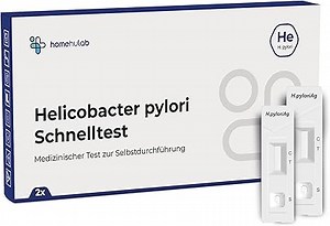 Homehulab 2x Helicobacter Pylori Schnelltest für zuhause, einfacher Antigen Stuhltest bei Magen Beschwerden wie Sodbrennen oder Gastritis als Selbsttest anwendbar (2x Test)
