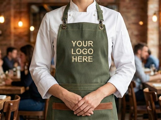 Custom Logo Canvas Apron - Professional Embroidered Workwear for Baristas, Bakers, Groomers & Restaurant Staff - Etsy