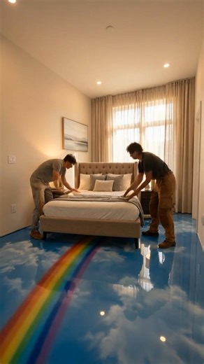 Dream Bedroom Makeover 🌈☀️ | Sky Epoxy Floor with Sun, Clouds & Rainbow (Satisfying Transformation