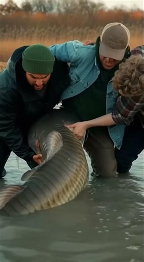 😱 Shocking Footage A Catfish Attacks and His Friends Drag Him to Safety!