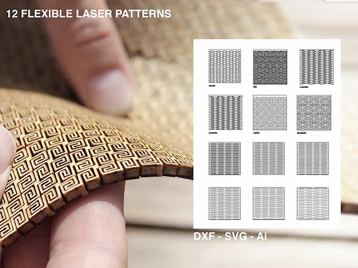 Living Hinge Laser Cut Files: Flexible Wood Patterns (SVG, DXF, DWG, Ai) - Etsy