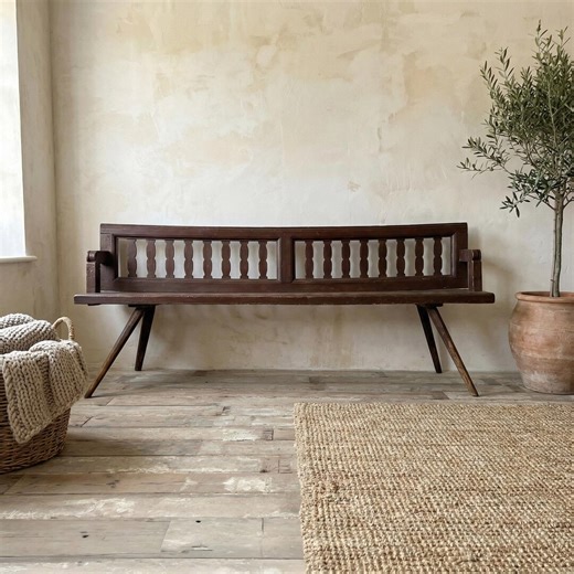 Antique Romanian Stick Bench | Primitive Folk Bench | Reversible Settle Bench | 19th Century Rustic Hall Bench - Etsy UK