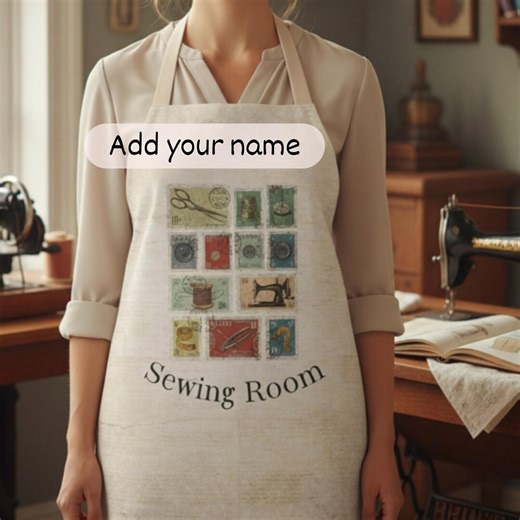 Personalized Sewing Apron, Custom Name Sewing Room, Quilter Gift Apron, Seamstress Kitchen Craft Apron, Vintage Sewing Lover Gift - Etsy