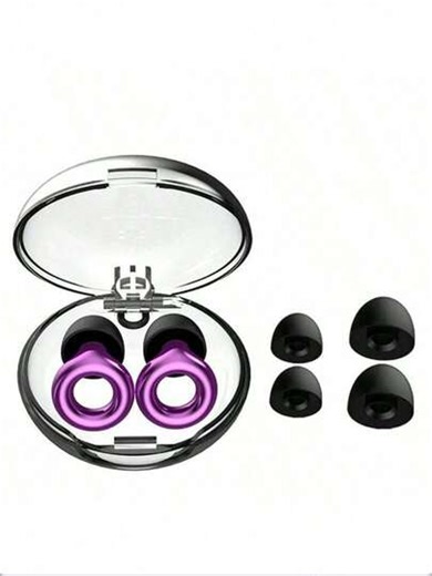 1. Bouchons d'oreille en silicone électroplaqués, protection auditive haute-fidélité anti-bruit pour les concerts, convient pour le travail et les personnes sensibles au bruit, livré avec un étui de rangement + 4 paires de bouchons d'oreille anti-bruit X/S/M/L, article essentiel, cache-oreilles, indispensable pour les festivals de musique | SHEIN