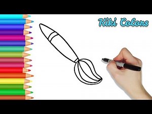 How to Draw Paint Brush Part 1 | Teach Drawing for Kids and Toddlers Coloring Page Video