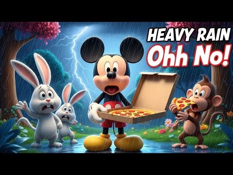 Mickey Mouse Says “Ohh No!” 😱🍕 | The Monkey Took the Pizza in Rainy Danger | 3D Kids Cartoon