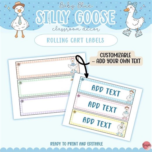 Editable Preppy 10‑Drawer Cart Labels – Printable Teacher