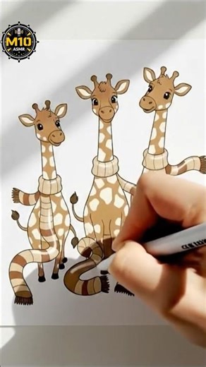 ASMR Coloring | Giraffes Wear Very Long Scarves 🦒🧣 (No Talking)