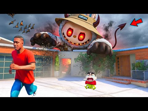 Shinchan and Franklin Try to Escape From Evil LABUBU In GTA 5