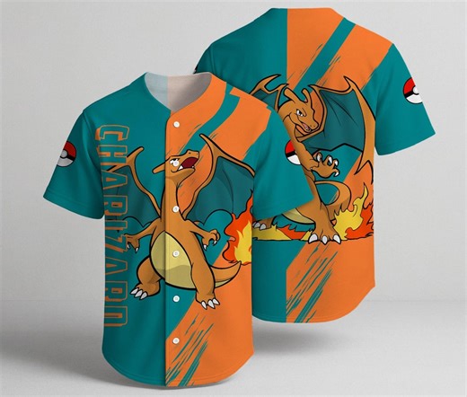 Buy Dragon Baseball Jersey, Fire Dragon Graphic Jersey Shirt, Summer Button up Shirt, Baseball Shirt Gifts Online in India - Etsy