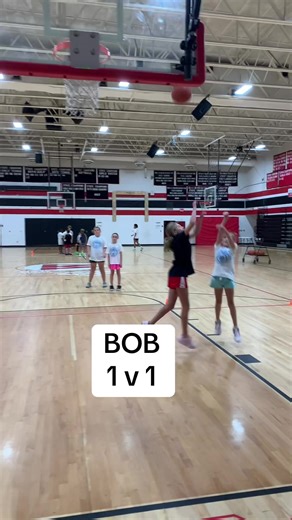 Fast break 1 v 1 game. Attacking the rim with a defender attempting to cut off the offense in transition. Simple way to rep a full court 1 v 1 situation with only 15 ft of space. Defense goes first. #smallsidedgames #basketballdrills