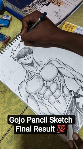 Realistic Gojo Satoru Drawing ✏️ | Step by Step Process 😍 Final Result #gojosatoru #pencilsketch