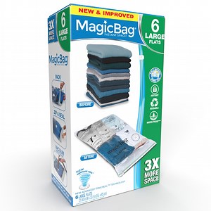 MagicBag by Smart Design Vacuum Sealed Closet Organizer, Flat Large, Set of 6