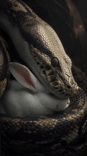 the anaconda eating rabbit 😢I feel so bad for rabbit