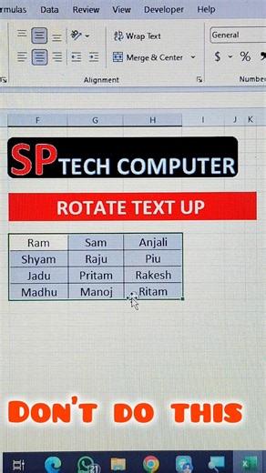 "Rotate text up in excel Easy tricks"👍👍#excel #exceltips #exceltutorial #exceltricks