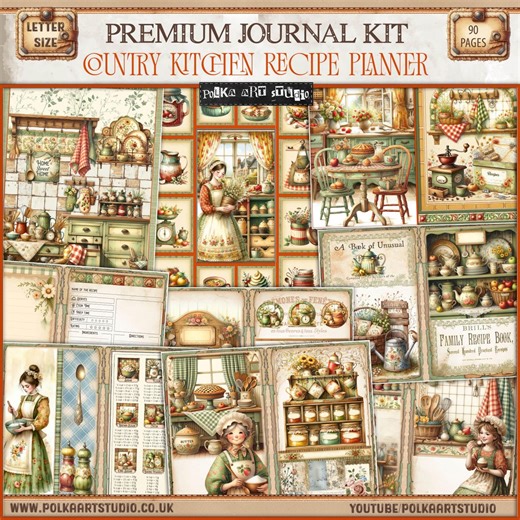 Rustic Farmhouse Kitchen Junk Journal Kit: Vintage Recipe Planner (digital Download) - Etsy