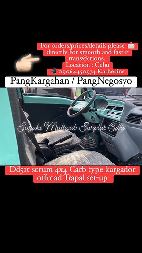 Dd51t scrum 4x4 Carb type pick-up trapal set-up unit...made to 0rder basis...For 0rders/prices/details please 📩 directly For smooth and faster trans@ctions.. Location : Cebu 📲 09064450974 Katherine | Suzuki Multicab Surplus-Cebu