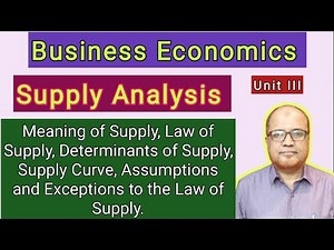 Business Economics I Supply Analysis I Unit 3 I Part 1 I Law of Supply I Hasham Ali Khan I