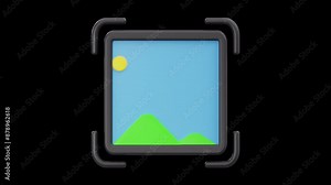 3D Animated Icon of Image Resize, Graphic Design 3D Animation 3D Set, Color Key Effect