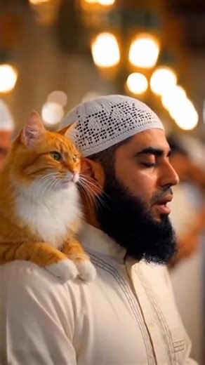 When Even a Cat Listens to the Quran 🐱 | Beautiful Mosque Moment #shorts #masafi