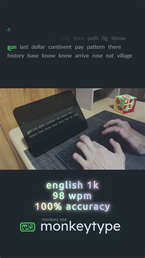 Monkeytype speed typing challenge (98 wpm) 26/07/30