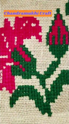 Cross Stitch Big Pink Flower pattern..#crossstitch #design #diy #craftideas #handcrafted #handmade