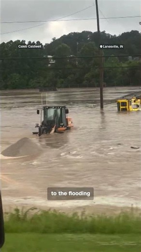 Propane tank floats in Indiana floodwater