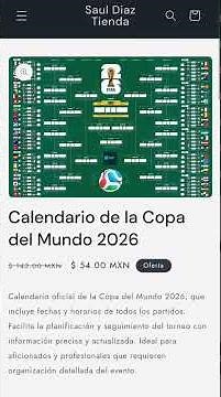 Calendario de la Copa del Mundo 2026 en PDF listo para descargar y modificar imprimir y enviarlo.