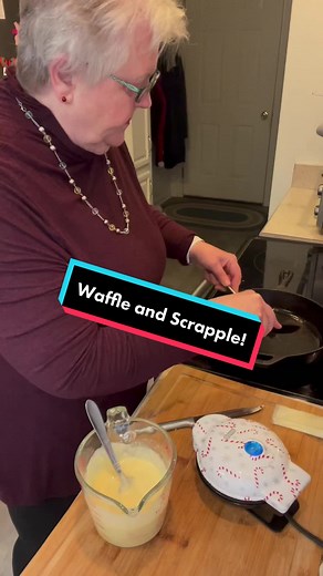 Homemade Waffle and Scrapple Sandwich for Pop Pop