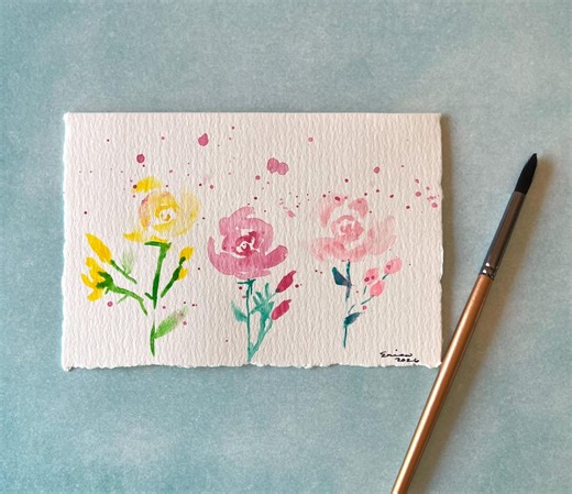 Set of 6 Handpainted Watercolor Cards, Floral and Animal Designs (4x6") - Etsy