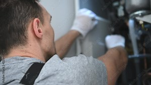 Central Gas Heater Installing by Professional Caucasian Heating Systems Installer.