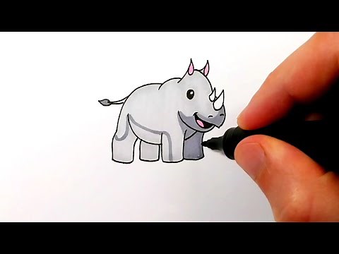 How to draw a baby RHINO EASY Step by Step | Animals drawing tutorials