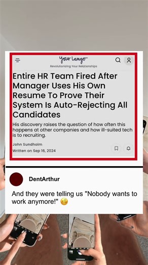 Entire HR team fired after manager uses his own resume to prove their systems fault