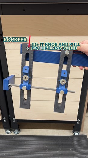 Rockler's Jig-It Knob and Pull Pro Drilling Guide ensures accurate hole spacing by using the actual pull for setup. Built in stops provide efficiency and repeatability! You can find it in Rockler stores and on our website at - https://www.rockler.com/rockler-knob-and-pull-pro-drilling-guide - Create with confidence! #rockler #rocklerwoodworking #wood #woodworking #woodworker #woodshop #createwithconfidence