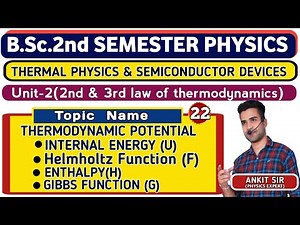 IL22I THERMODYNAMICS POTENTIAL I HELMHOLTZ FUNCTION I GIBBS FUNCTION I ENTHALPY I INTERNAL ENERGY