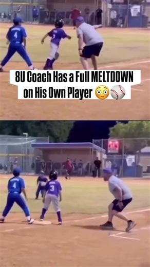 8U coach absolutely loses his mind at third base