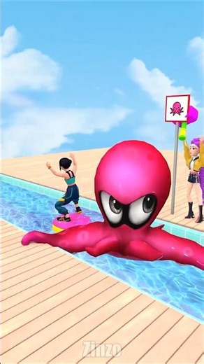 Funny Pool Battle Octopus vs Rumi & Zoey! 😂 #zinzo #kpopdemonhunters #memes