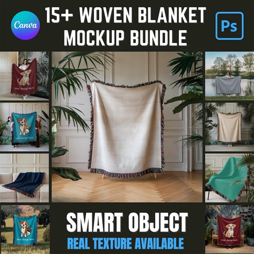 15  Woven Blanket Mockup Bundle Canva Photoshop Woven Blanket Mockup Woven Throw Blanket Mockup Jacquard Fringed Smart Object Blanket Mockup - Etsy Australia