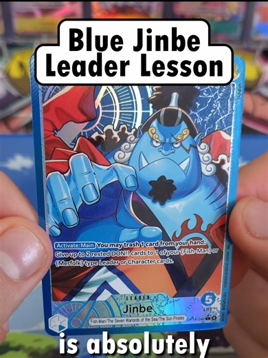 Is the new Jinbe Leader actually good… or is it bait? In this video, we break down the new Jinbe Mono Blue Leader from OP14 in the One Piece Trading Card Game and explain why his effect looks bad at first — but might actually be playable in the right build. Jinbe’s leader effect lets you trash 1 card to attach 2 rested DON!! to a Fish-Man or Merfolk character. On paper, that sounds like negative value and lost hand advantage. But when you combine it with OP14 Fish-Man support like: Chew (on-play