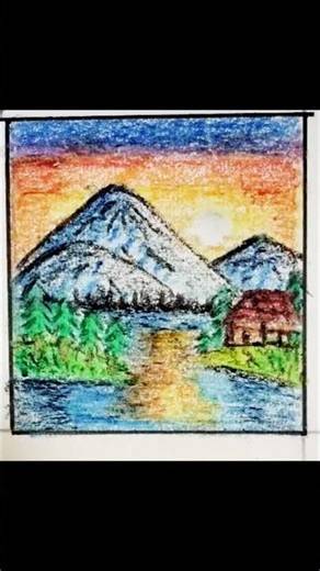 Wax Crayon Scenery on Small Canvas 🎨 Wax Crayons into Beautiful nature Scenery 😍✨ #waxcrayons