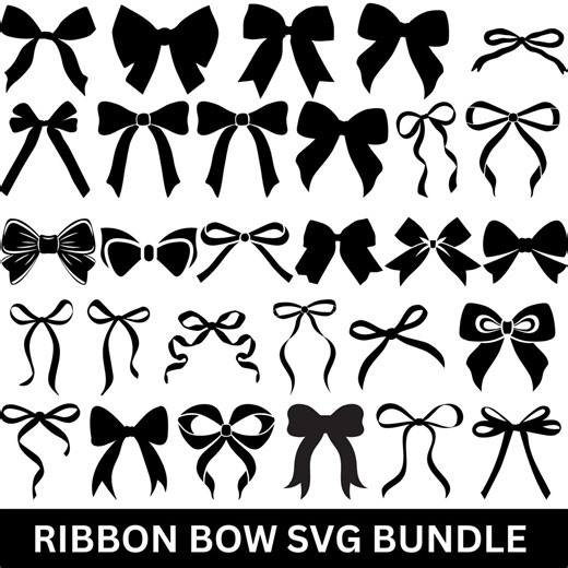 Black Bow SVG Bundle: Coquette Bow Tie Graphics (digital Download) - Etsy