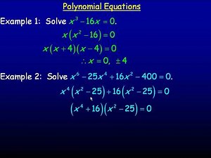 Polynomial Equations Part 1