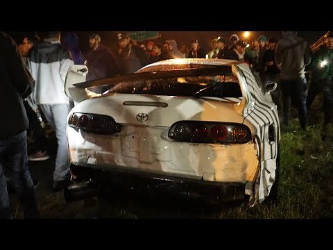 SUPRA CRASHES AND RUNS FROM THE COPS! (Street Race Fail)