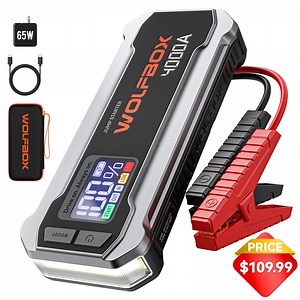 WolfBox 4000A Car Battery Jump Starter, Portable Jump Starter Battery Pack, Battery Booster, Jump Box, Fast Charger and Jumper Cables for 10L Gasoline and 10L Diesel Engines