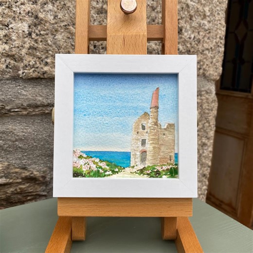 Mine Engine House Wheal Owles, Botallack, Cornwall Original Watercolour With Cornish Sea Glass - Etsy Australia