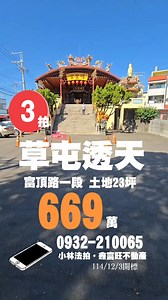 52K views · 71 reactions | #南投 #草屯 #透天 #推薦 地址：富頂路一段245巷2弄10號 土地：23坪 房屋：52坪 (含增建) 底價：669萬 開標：114/12/3（上午） ☎️0966-709-646 #南投法拍 #小林法拍 鑫富旺不動產 | 小林法拍-全台服務 | Facebook