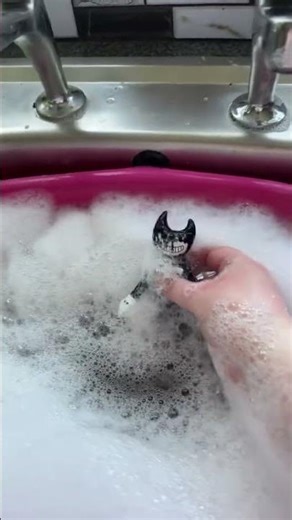 Bendy taking a bubble bath