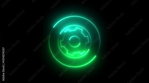 Gear icon set. Gear Settings symbol, cogwheel. Functions symbol. neon setting animation.. 4k video.