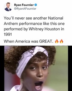 Ten days into the Persian Gulf war, Whitney Houston took the stage in 1991 to perform this PATRIOTIC rendition of the National Anthem. You’ll never see something as beautiful as this ever again. 🔥🔥🇺🇸🇺🇸 | Ryan Fournier